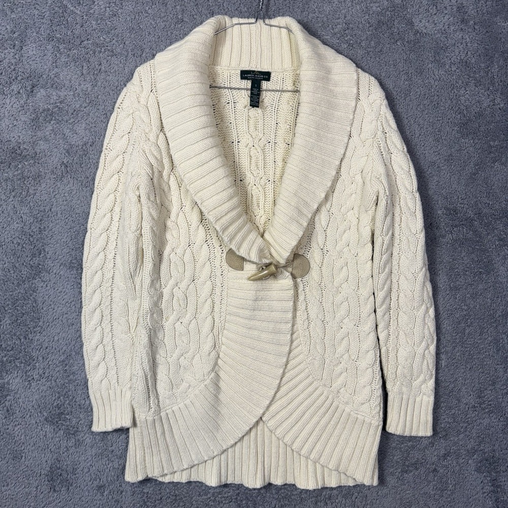 Lauren Ralph Lauren Sweater Womens S  Rabbit Hair Cable Knit Shawl Cardigan